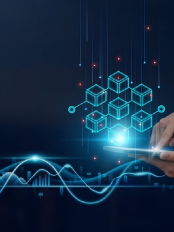 Blockchain,Technology,Concept:,Businessman,Uses,Tablet,On,Decentralized,Global,Networking,