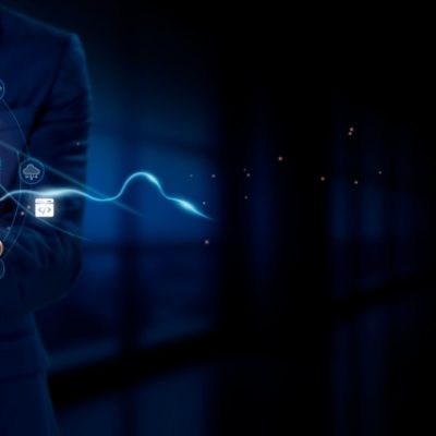 Businessman,Holding,Virtual,Web,Development,Network,Connection,Icons.,Coding,,Designing,